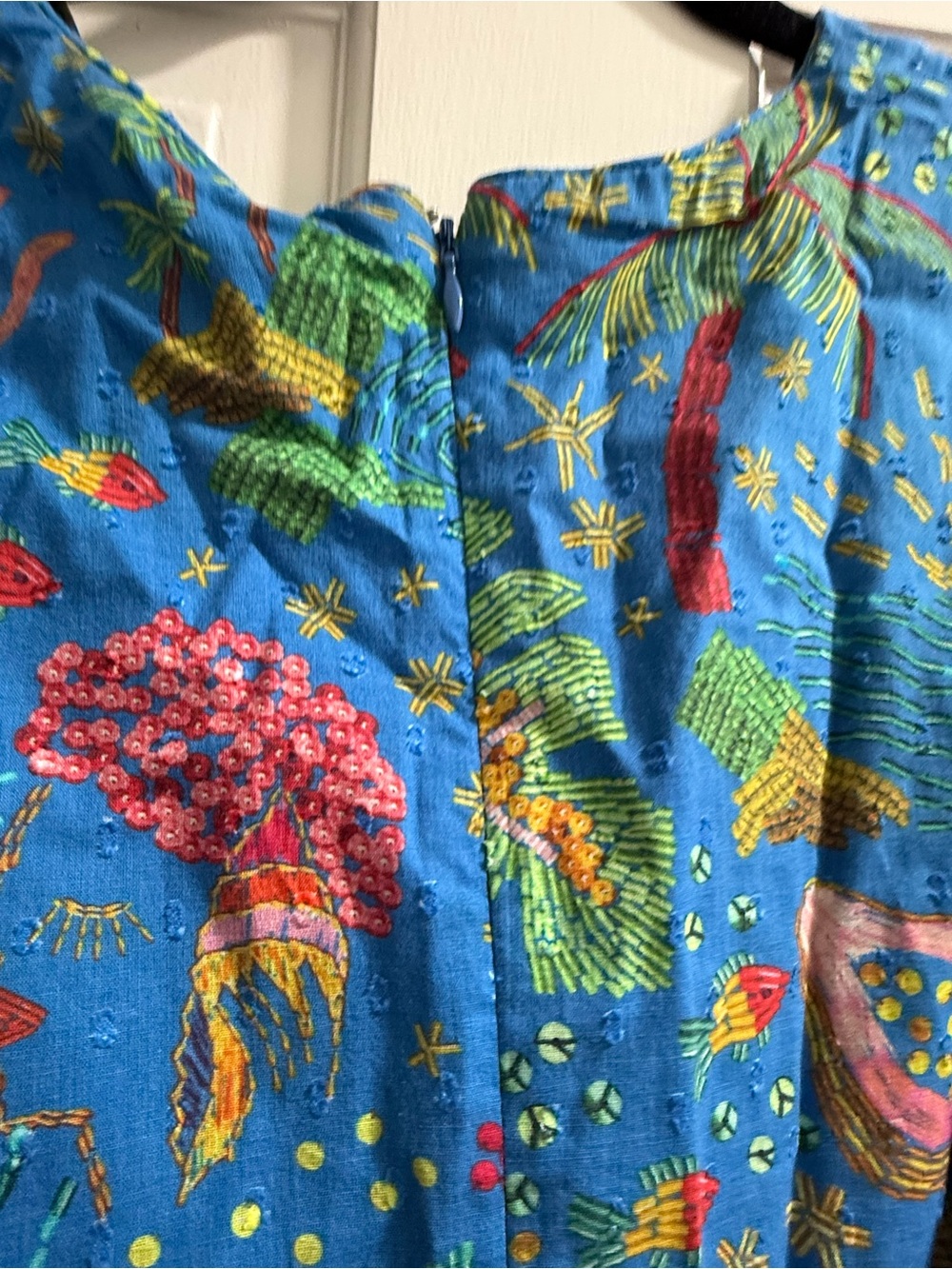 FARM Rio Blue Tropical Shell Lace-Up Cotton Top - Picture 10 of 10